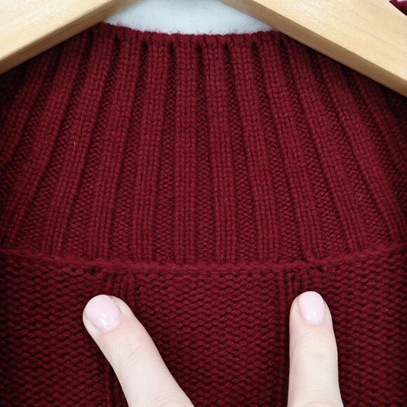 Loro Piana 100% Baby Cashmere Chunky Knit Bordeaux Red Cardigan Size 46 Flawed - Picture 6 of 12